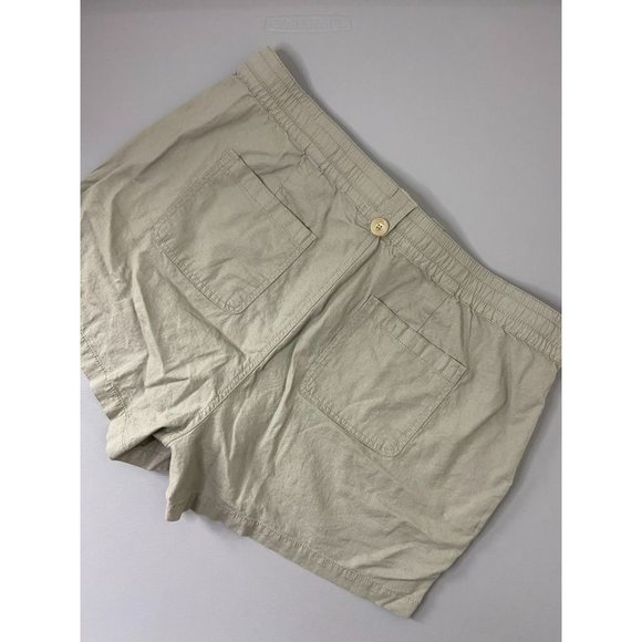 Torrid women's plus 14 green high waist linen blend shorts elastic waist pockets - Picture 6 of 9